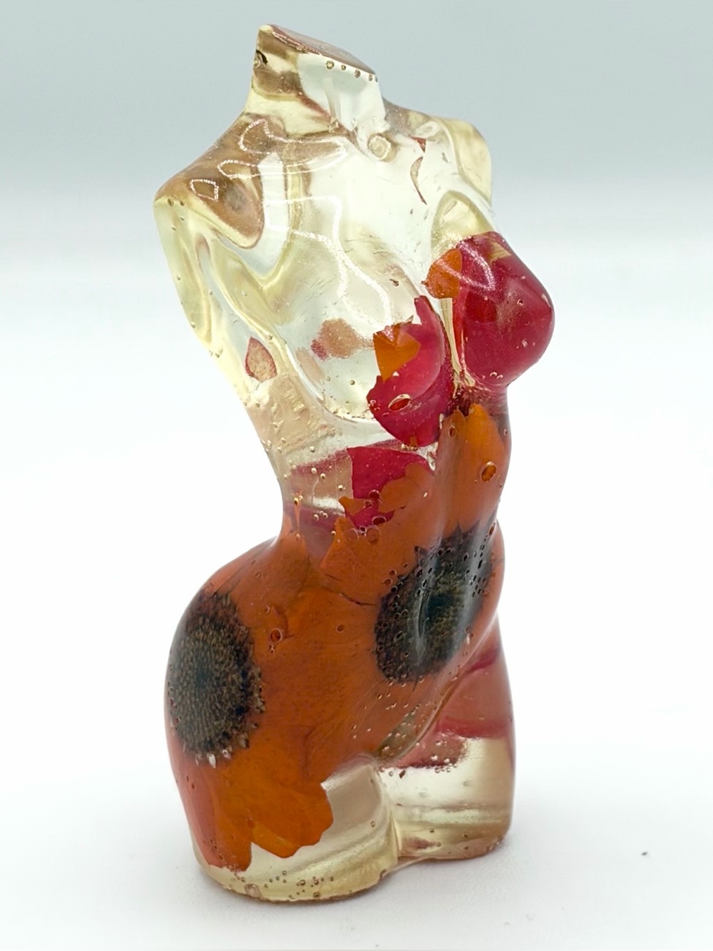 Artisan Handmade Resin Female Torso Floral Sculpture